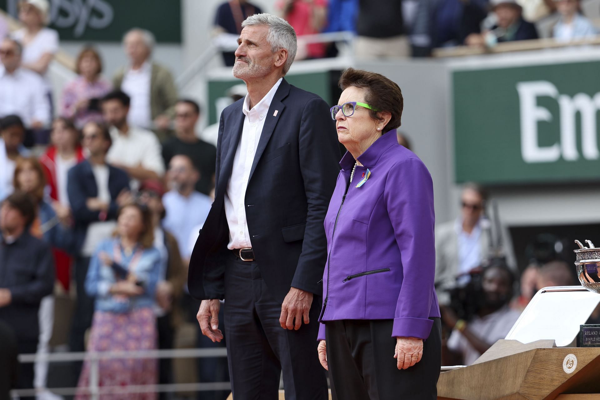Billie Jean King (right) at the French Open 2022. (Photo: Getty)